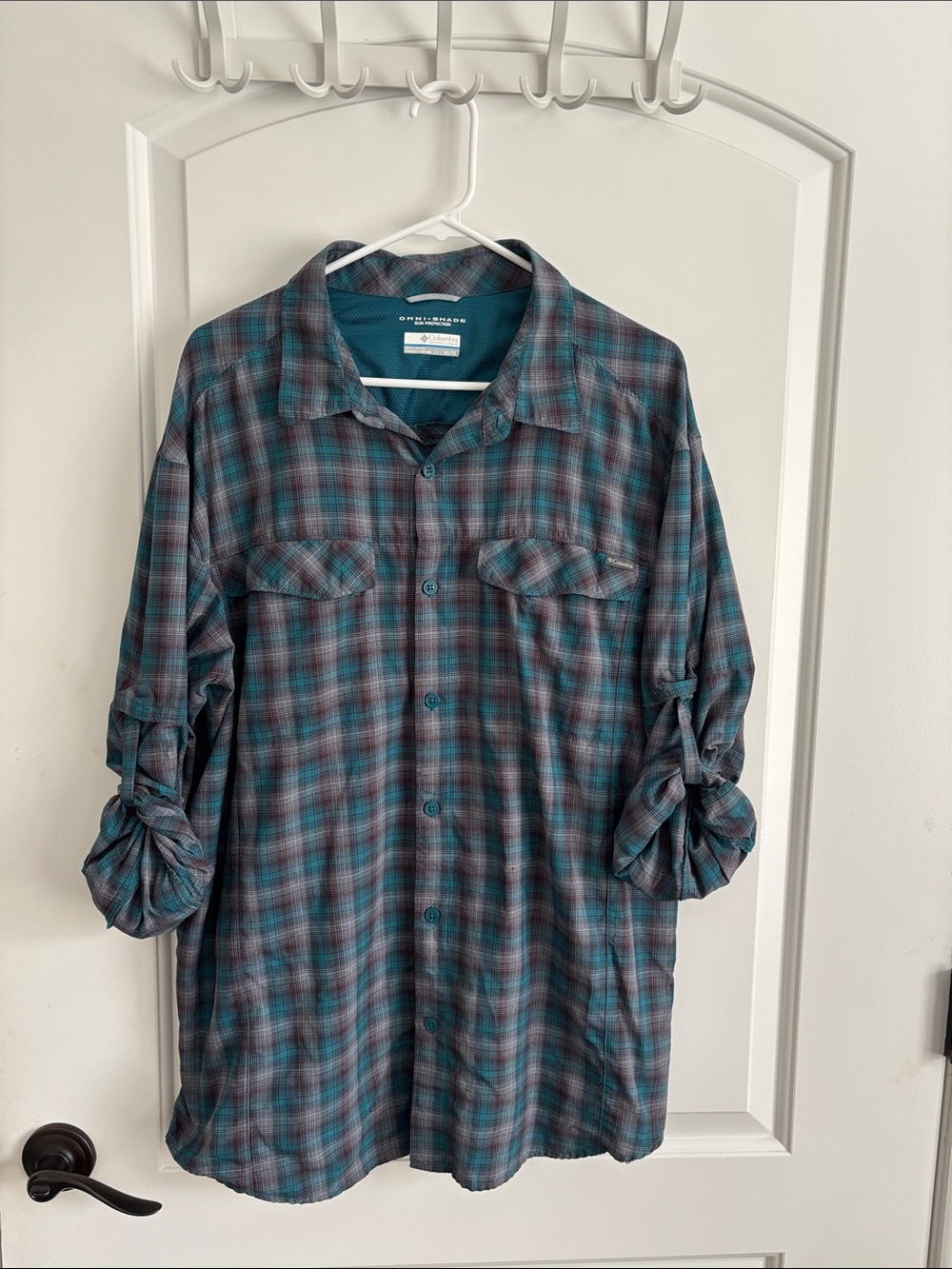 Columbia Silver Ridge Men’s XL Long Sleeve Plaid Shirt Omni-Shade Sun Protection
